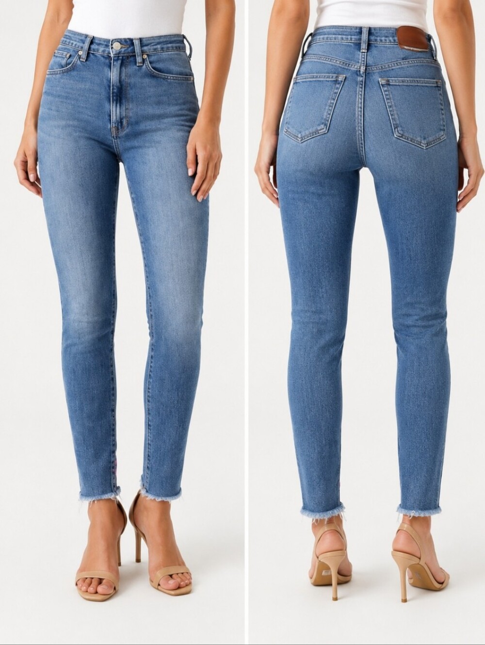 Citizens of Humanity Charlotte Skinny Jeans 25 Frayed Hem Medium Wash Denim